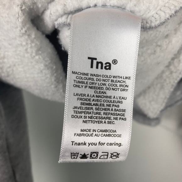 TNA Cozy Fleece‎ Boyfriend Cropped Button Up Heather Gray Shacket Size Medium - Picture 11 of 12